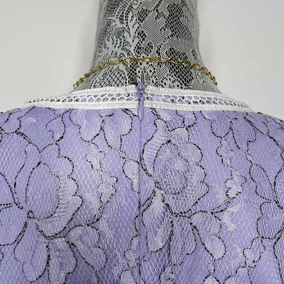PrettyLightThing Purple Floral Lace Long-sleeve Mini Dress - Picture 6 of 7